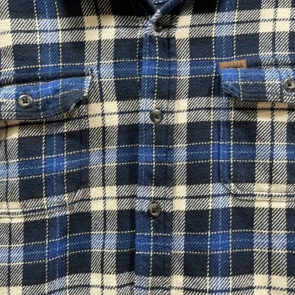 ORVIS Mens XXL Blue Plaid Long Sleeve Heavyweight Button Up Flannel Shirt Jacket - Picture 5 of 11